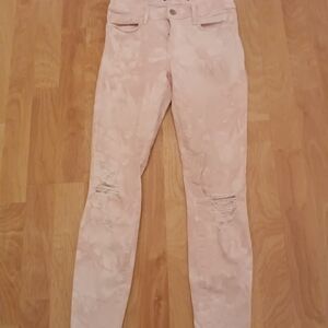 J Brand Tie-dye Light Pink Skiny Crop Jeans